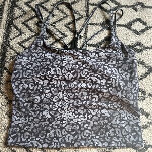 Fabletics Gray Leopard Print Strappy Sports Tank Top. Like new!!
